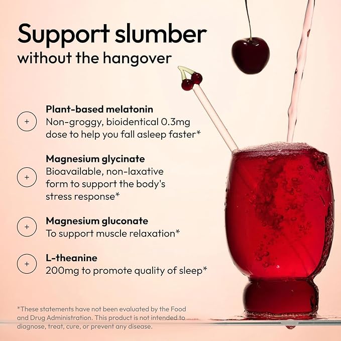 Moon Juice Sleepy Magnesi-Om - Sleep Supplement Powder with Magnesium Glycinate L-Theanine &amp Plant-Based Melatonin Sugar-Free Bedtime Drink Mix for Deep Sleep w/o Grogginess Cherry 35 Servings