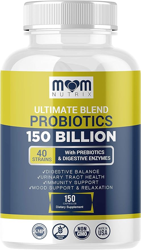 Probiotics 150 Billion CFU - 40 Strain Probiotics for Women Men and Adults - Shelf Stable Probiotic with Organic Prebiotic - Acidophilus Probiotic - 150 Capsules - Made in USA