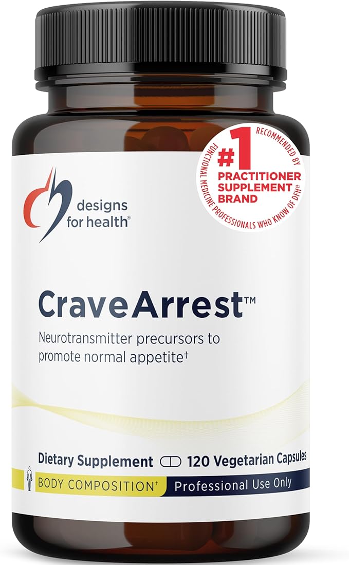Designs for Health CraveArrest - L-Tyrosine Anti-Craving Support Supplement with 5-HTP B6 Rhodiola B12 - Designed for Serotonin + Dopamine Support (120 Capsules)