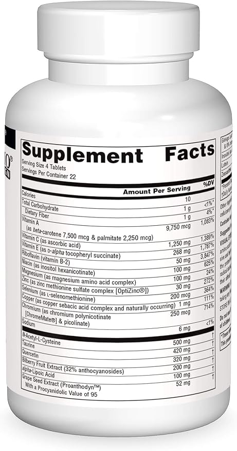 Source Naturals Visual Eyes Dietary Supplement - Multi-Nutrient Complex with Bilberry Extract Lipoic Acid and Lutein - 90 Tablets