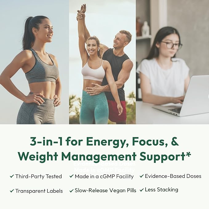 Daily Boost for Women &amp Men 3-in-1 Metabolism Focus &amp Steady Energy Support | 7-Keto DHEA Green Tea Caffeine CoQ10 &amp Ginseng | 90 Capsules