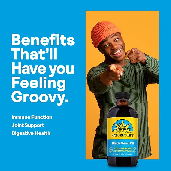 Nature’s Life Black Seed Oil Cold-Pressed Black Cumin Seed Oil - Joint Digestive Health and Immune Support - Lab Verified 60-Day Money-Back Guarantee - 47 Servings 8 Fl. Oz.