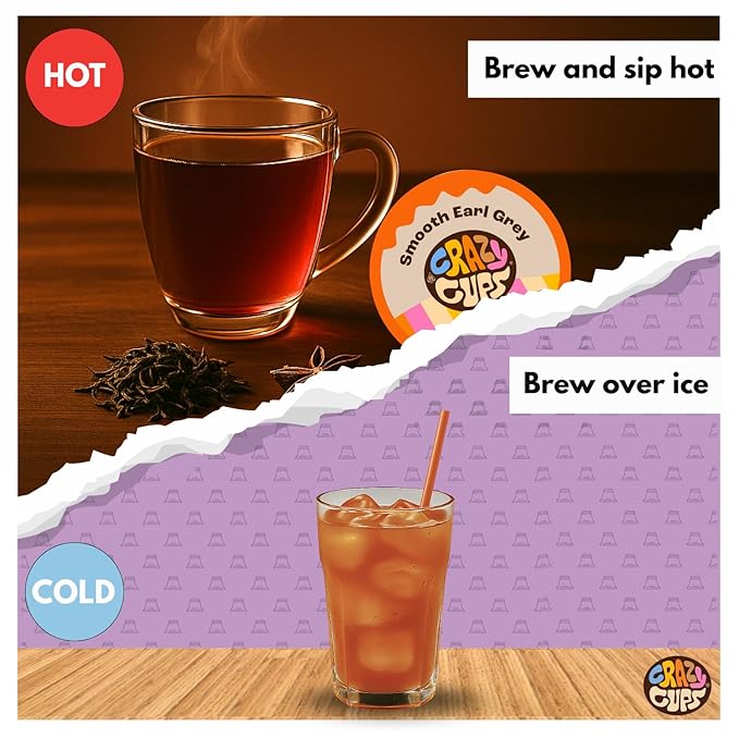 Crazy Cups Smooth Earl Grey Herbal Tea Pods 22 Count | Caffeine Free Kosher Certified Black Tea Blend with Licorice Root &amp Star Anise K Cup Compatible Bold Bergamot Flavor Gluten Free Vegan