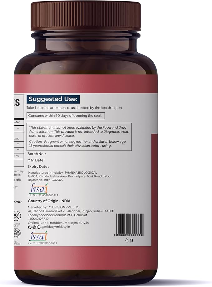 Miduty by Palak Notes Liposomal CoQ10 - Coenzyme Q10 (CoQ10) - Organic Garlic Powder Extract - Methyl Folate - Gluten Free - Non-GMO - 30 Capsules