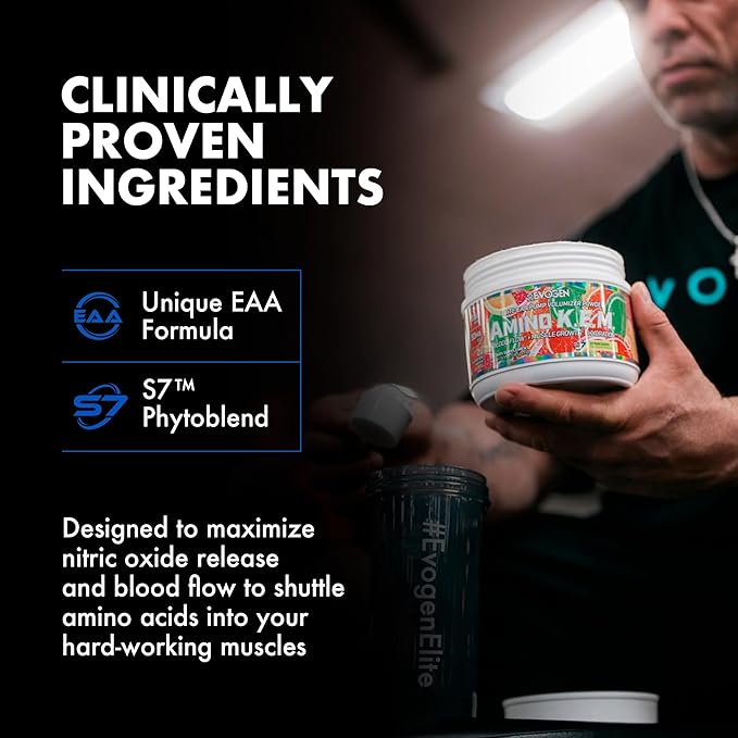 Evogen Amino K.E.M. - EAA &amp BCAA Powder Pump Volumizer | BCAAs Amino Acids Supplement for Blood Flow Muscle Growth &amp Hydration | Citrus Candy | 30 Servings