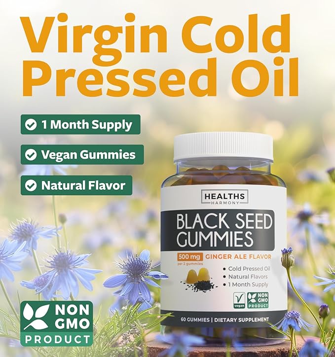 Black Seed Oil Gummies &amp Sea Moss (1-Month Supply) - Mineral-Rich Duo - Black Seed Oil Gummies Ginger Ale Flavor Cold-Pressed Nigella Sativa &amp Advanced Organic Irish Sea Moss with BioPerine (6