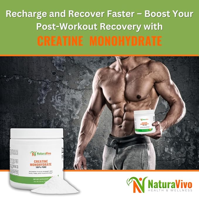 Creatine Monohydrate Powder – 5000mg per Serving – Supports Lean Muscle Growth Energy Cognitive Function Muscle Strength Athletic Performance 100% Pure Supplement - 50 Servings Unflavored