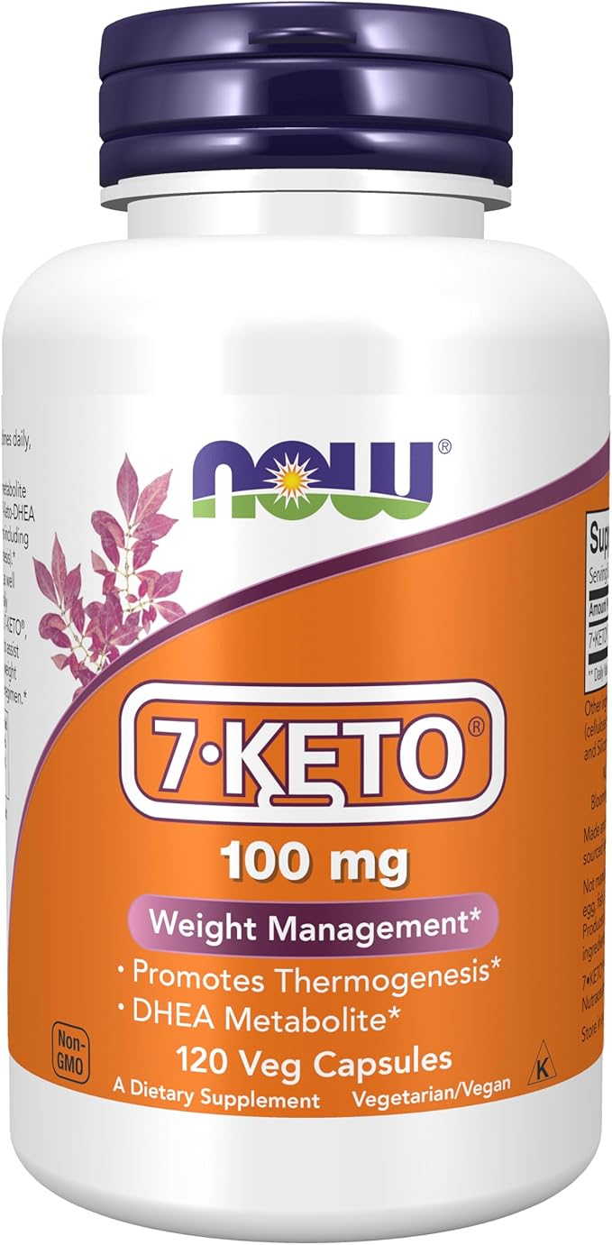 NOW Supplements 7-Keto (DHEA Acetate-7-one) 100 mg Weight Management* 120 Veg Capsules