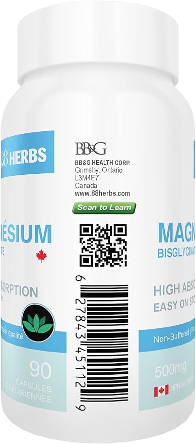 Magnesium Bisglycinate – Highest Absorption – Premium Grade – No Fillers – Non Buffered – 90 Veg Caps – 500mg Magnesium Bisglycinate per Cap (50mg Elemental Magnesium)