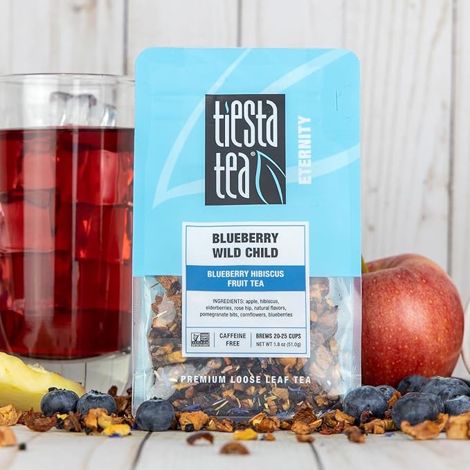 Tiesta Tea - Loose Leaf Fruity Tea Gift Box Medium Caffeinated Assorted Blends 3 Pouches for Hot &amp Iced Tea Variety Pack Fruity Paradise Blueberry Wild Child &amp Fireberry