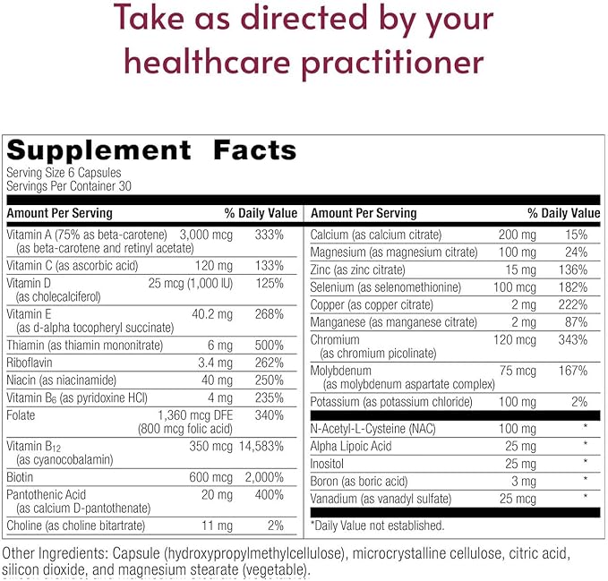 Bariatric Advantage Multi Formula without Iron High Potency Daily Multivitamin for Bariatric Surgery Patients with 22 Essential Vitamins and Nutrients - 180 Capsules