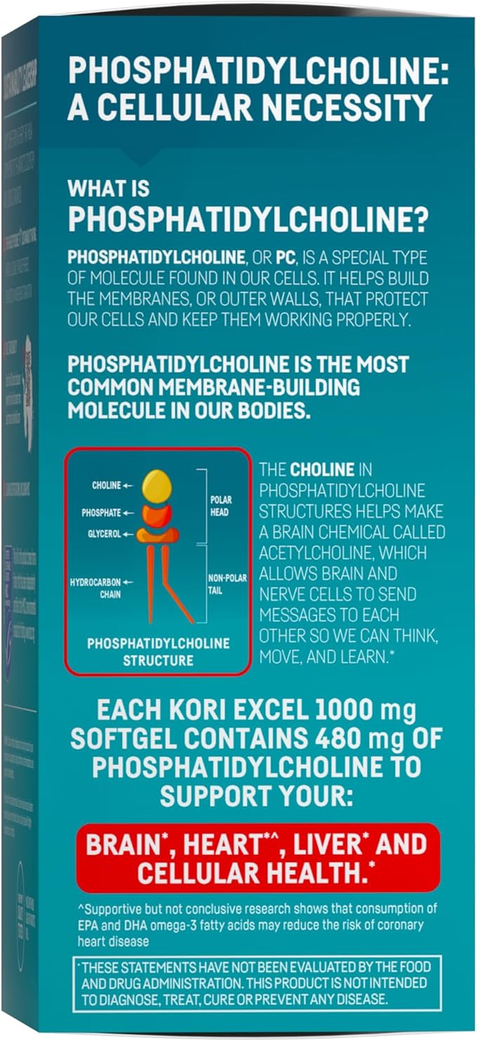 Kori Krill Excel Krill Oil 1000mg Supplements with EPA &amp DHA Concentrated Phospholipid Formula for Max Absorption Non-GMO Source 3 Pack (50 softgels Each)
