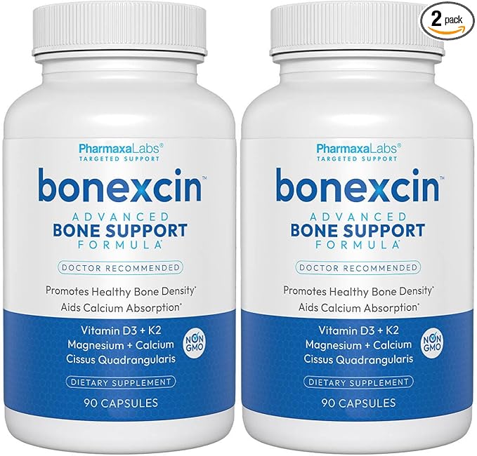 Advanced Bone Support Formula – Calcium Magnesium Vitamin D3 &amp K2 – Bone Density &amp Strength Supplement for Women &amp Men – Joint Menopause &amp Osteoporosis – 90 Capsules (Pack of 2)