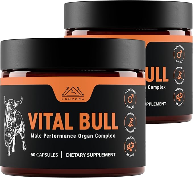 Vital Bull Beef Organ Supplement for Men with Grass Fed Liver Testicle Prostate &amp Bone Marrow – Freeze Dried Beef Organ Capsules for Nutrient Support – 60 Day Supply