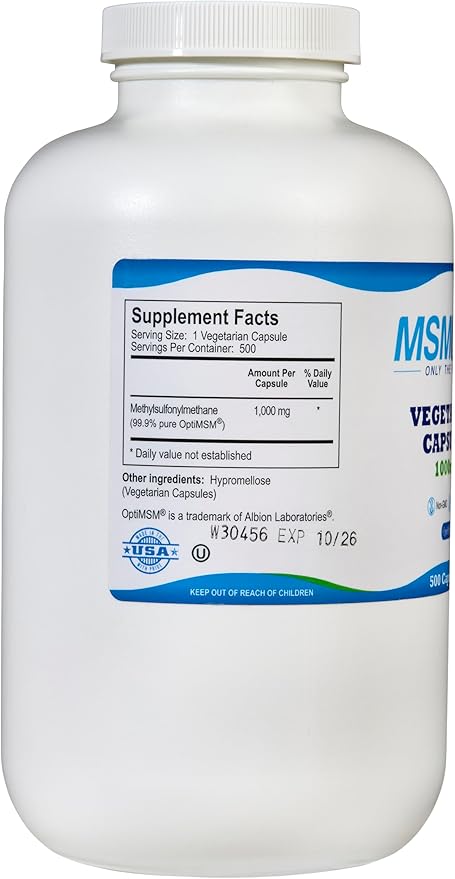 KALA HEALTH MSMPure MSM Capsules 500 Count and MSM Gel with Organic Aloe 8oz Bundle