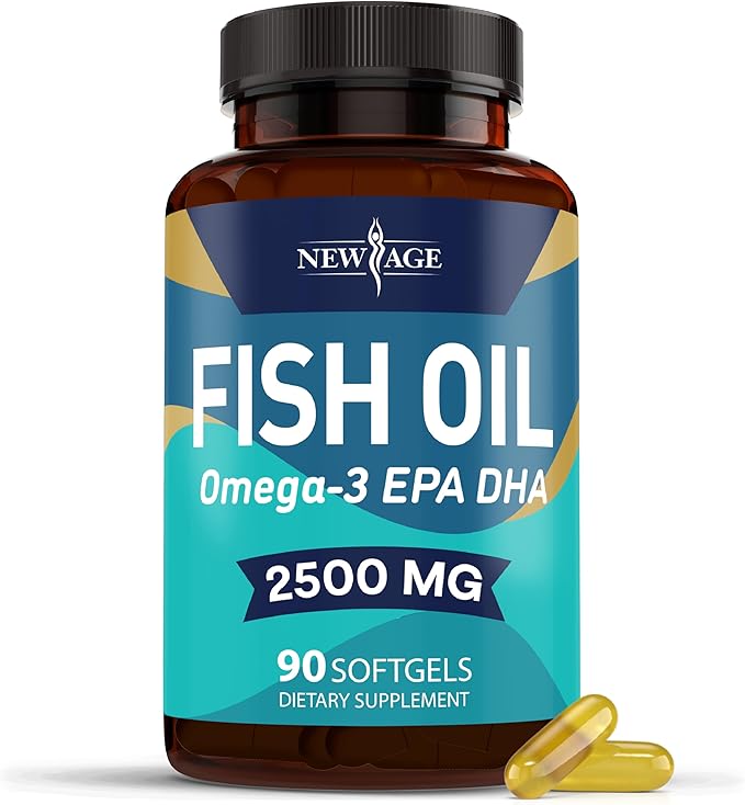 NEW AGE Omega 3 Fish Oil Supplement Immune &amp Health Support – Promotes Joint Eye &amp Skin Health - Non GMO - EPA DHA Fatty Acids Gluten Free (90 Softgels (Pack of 1))
