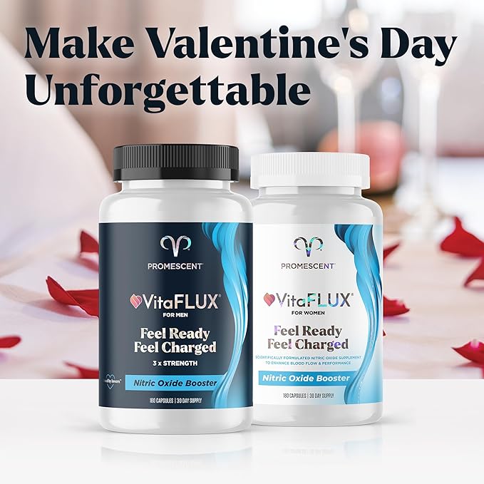 Promescent VitaFLUX Nitric Oxide Supplements for Men Fast Acting Male Enhancing Pills for Stamina Size &amp Performance L-Arginine L-Citrulline L-Carnitine (30 Servings)