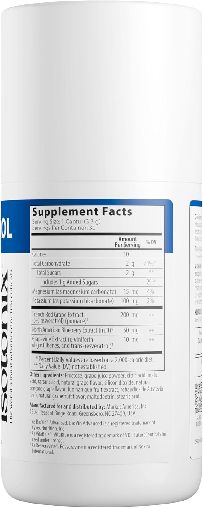 Isotonix® Resveratrol – Trans-Resveratrol Antioxidant for Cellular &amp Cardiovascular Support Isotonic Drink Mix Vegan Gluten-Free 30 Servings
