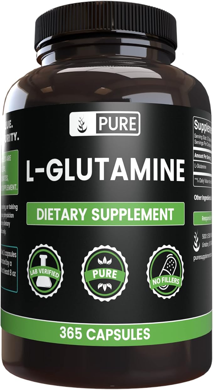 Pure Original Ingredients L-Glutamine &amp BCAA Capsule Bundle (365 Capsules Each) No Magnesium or Rice Fillers