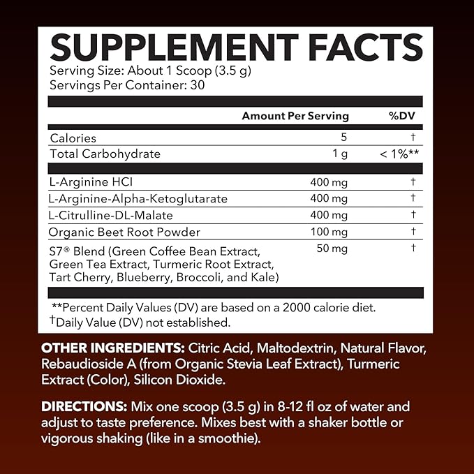 L-Arginine Powder - Nitric Oxide Supplement for Men and Women with L-Citrulline and Beet Root - Pre and Post Workout Support for Endurance and Recovery - Tangerine Flavor 1 Month Supply (30 Scoops)