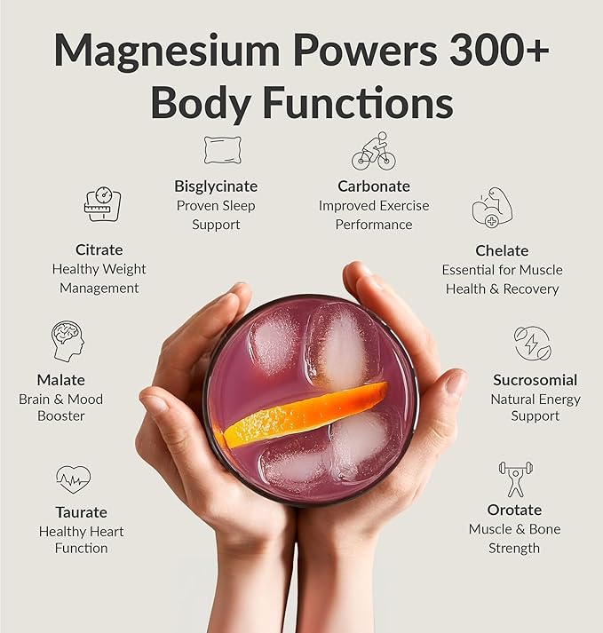 BIOptimizers Magnesium Breakthrough Drink - 8 Forms of Magnesium Electrolytes Sleep Health Stress Muscle Recovery Heart Support | Glycinate Citrate Malate - Fruit Punch