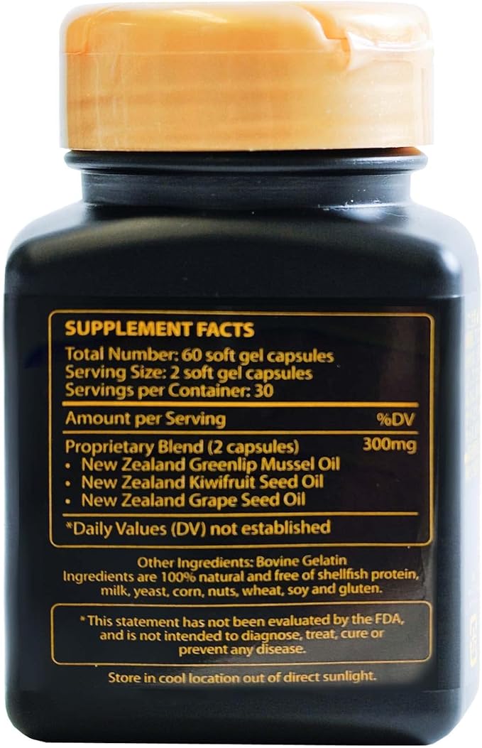 Omega 3 New Zealand Green Lipped Mussel Oil Soft gels for Joint Support and Mobility Heart &amp Immune Support No Fishy Aftertaste 20-Pack1200 Soft gels 2-Soft gels Per Day 600 Day Supply