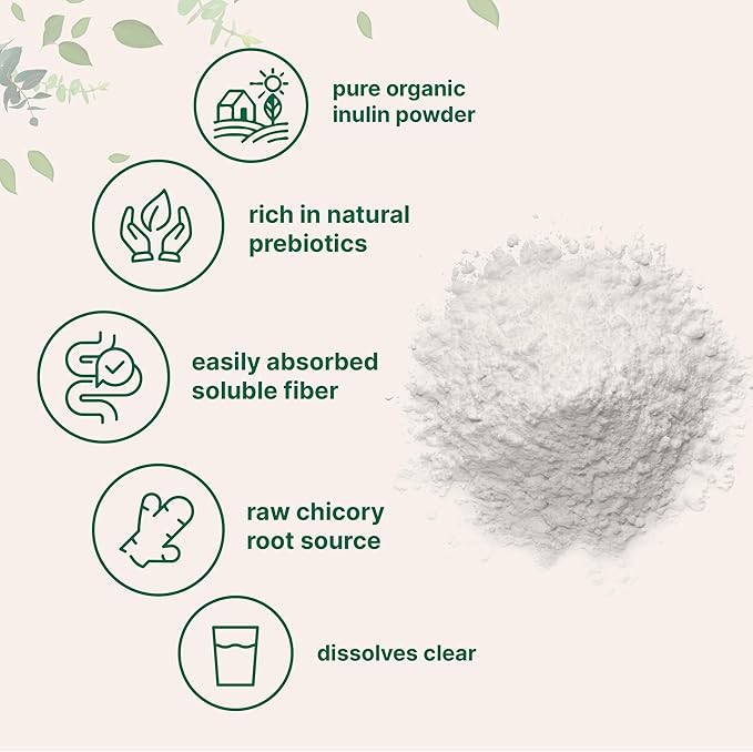 Micro Ingredients Organic Inulin Fiber Powder 2lb | Natural Prebiotic to Support Digestive &amp Gut Health | Soluble Easily Digestible | Unflavored Vegan