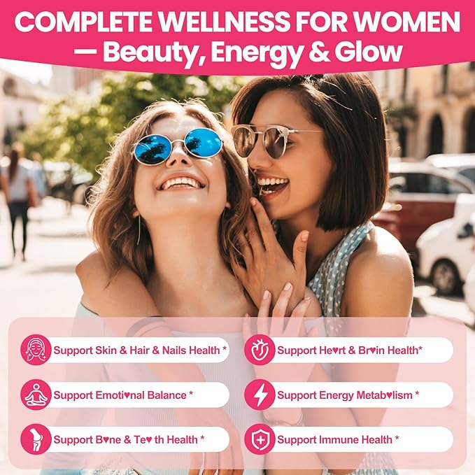 Organic Women's Multivitamin Gummies: Vegan Vitamin Supplement with Iron B12 D3 Biotin Magnesium Plus Ashwagandha for Hair Skin Health Boost Energy - Sugar Free Methylated Gummy(120Count)