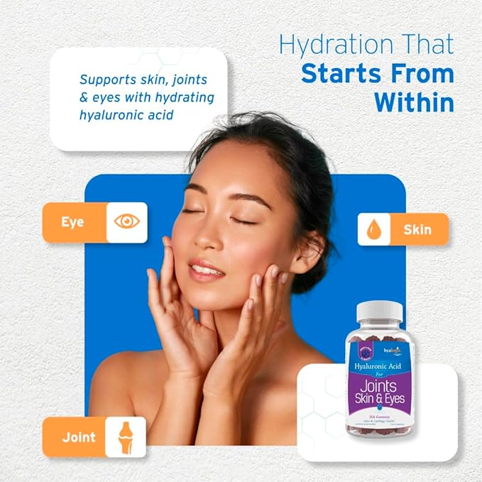 Hyalogic Hyaluronic Acid Gummies – Supplement for Joint Skin &amp Eyes – Mixed Berry Flavor – Gummy Vitamins for Women &amp Men – Gluten-Free Non-GMO 30 Count