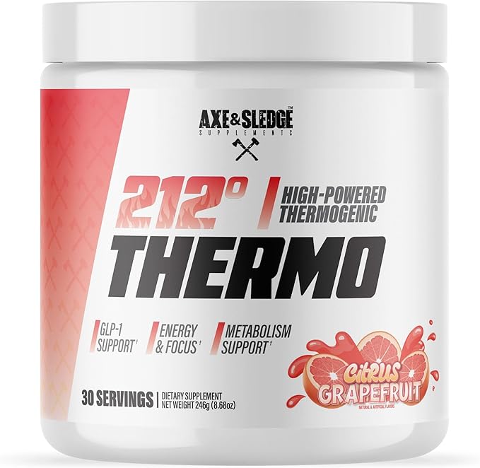 Axe &amp Sledge 212º Thermo Weight Management Powder | 200mg Caffeine | Energy Focus &amp Appetite Control | Advanced Metabolism Booster | Men &amp Women | 30 Servings Citrus Grapefruit