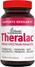 Master Supplements Theralac - 30 Capsules - Multi-Strain Probiotic for Optimal Gut Health + Gas &amp Bloating Relief - Gluten Free - 30 Servings