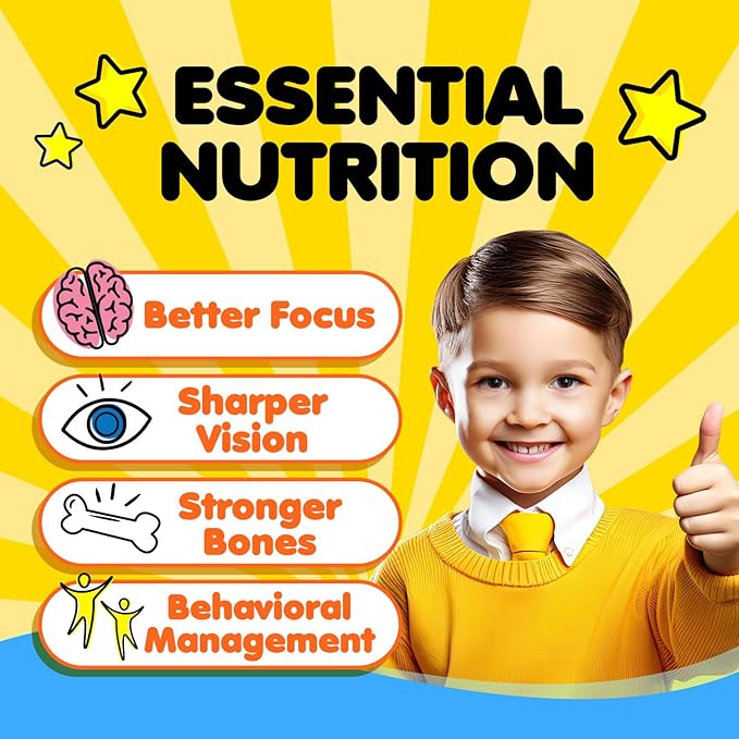 LABO Nutrition I My Kids Brain &amp Bones Chewable Burstlet Gluten Free for Stronger Bones &amp Behavioral Management 76% Ultra-Concentrated rTG Form Omega 3 DHA Fish Oil Vitamin D3 &amp K2 Or