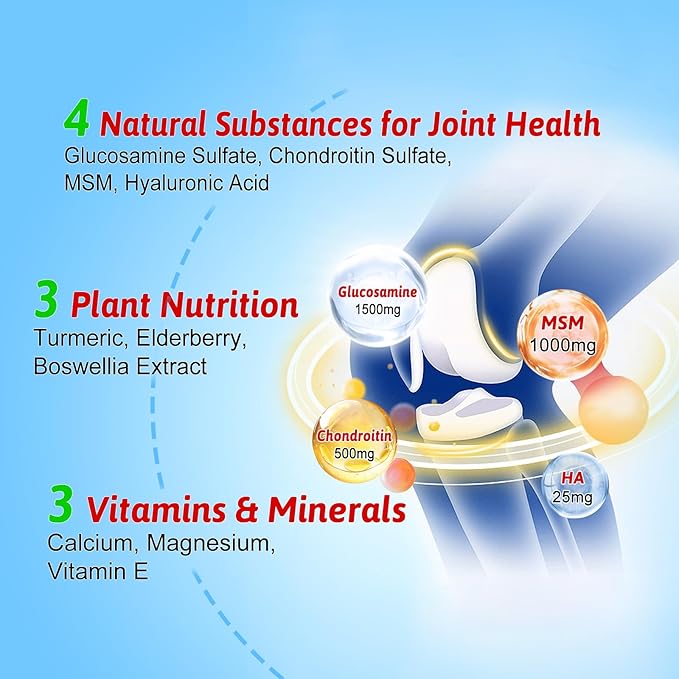 Glucosamine Chondroitin Gummies with MSM Turmeric &amp Boswellia - Joint Support Supplement - Cartilage Support Flexibility &amp Strength - 120 Gummies