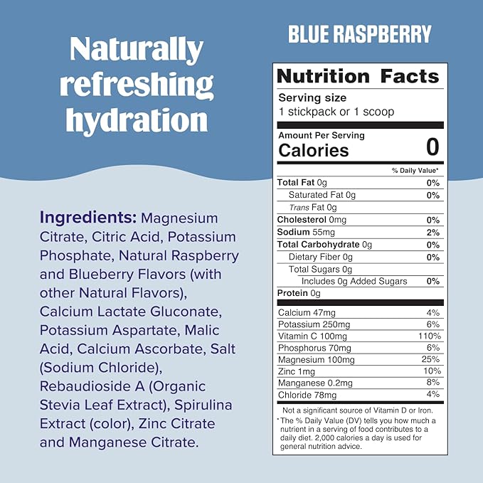 Ultima Replenisher Daily Electrolyte Powder Drink Mix – Sugar Free – Blue Raspberry 30 Servings – Hydration Powder with 6 Electrolytes and Trace Minerals – Keto Friendly Vegan Non-GMO