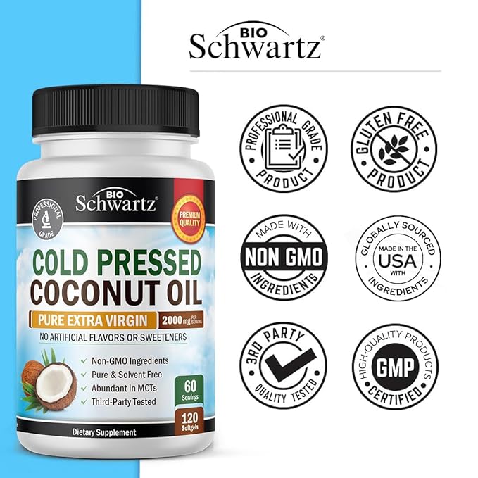BioSchwartz 15 Day Cleanse for Colon and Gut Health Plus Cold Pressed MCT Coconut Oil Capsules (2 Month Supply)