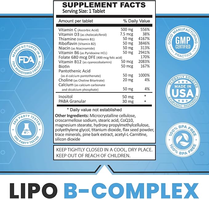 Lipo-BC Complex Lipo BC (60 Tablets) Manufactured by Legere Pharmaceuticals for ES Global
