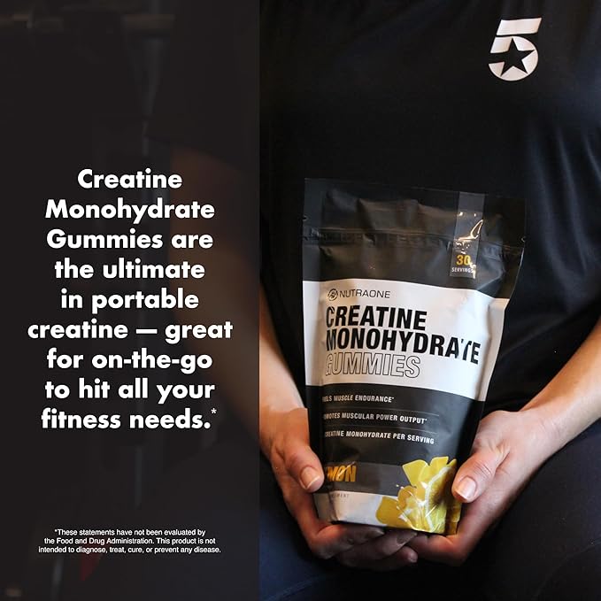 NutraOne Creatine Monohydrate Gummies Pre- and Post Workout Recovery Fuel Muscular Performance Increase Endurance Support Muscle Recovery