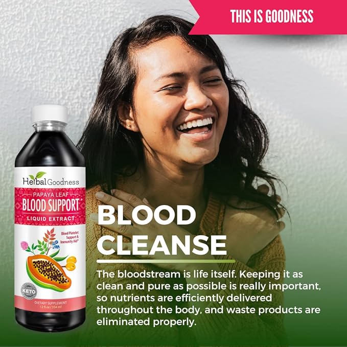 Papaya Leaf Extract Bundle - Digestive and Blood Support Combo 2 Units 12oz and 16oz Non GMO - Herbal Goodness