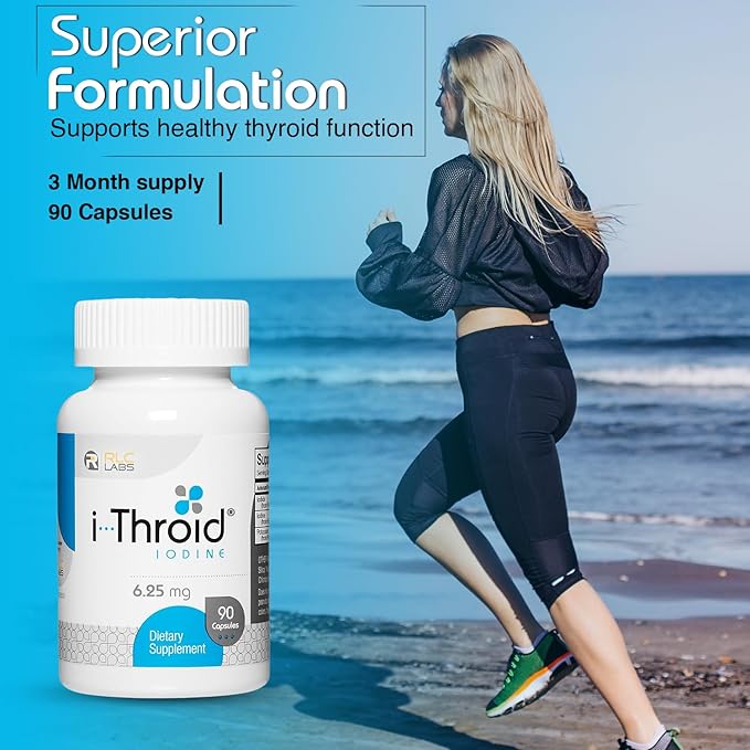 RLC Labs i-Throid 6.25 mg - Thyroid Supplements for Hypothyroidism Iodide Supplements for Thyroid Support Healthy Metabolism Thyroid Support for Women and Men - 90 Vegetarian Capsules (Pack of 2)