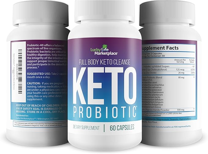 Keto Probiotic - 40 Billion Cfu - Promote Digestive Health Immune Health &amp Gut Health - Keto Friendly Probiotic - Full Body Keto Cleanse Aid - Reduced Bloating - Keto Probiotics for Men &amp Wo