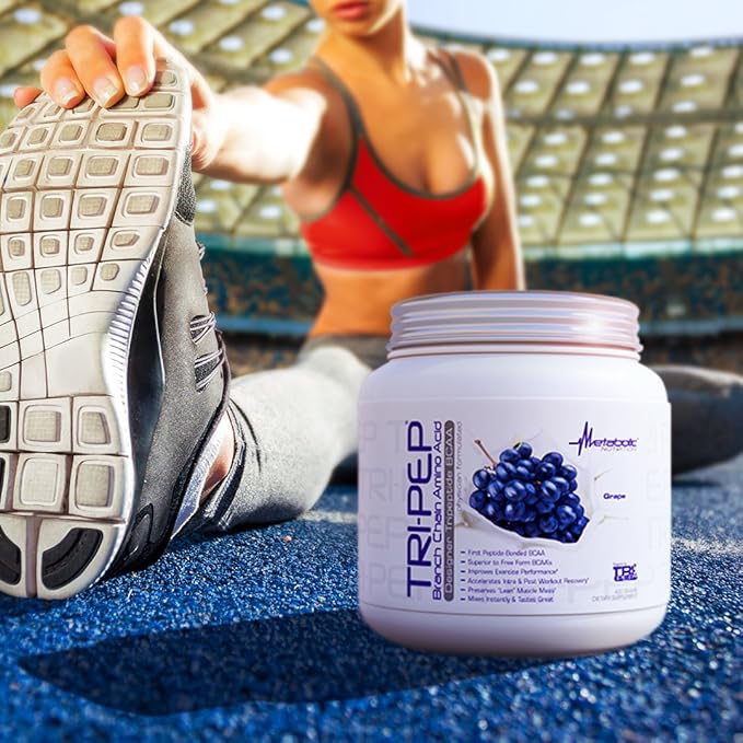 Metabolic Nutrition - TRIPEP - Tri-Peptide Branch Chain Amino Acid BCAA Powder Pre Intra Post Workout Supplement Unflavored 400 Grams (40 Servings)