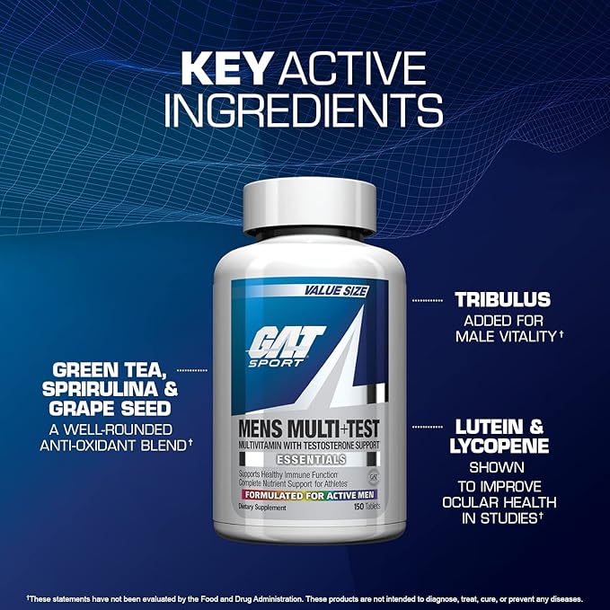 GAT SPORT Men's Multi + Test Premium Multivitamin Tablets (150 Count)