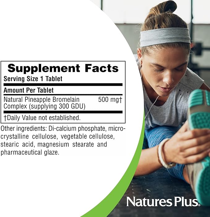 NaturesPlus Chewable Bromelain - 60 Tablets - Natural Proteolytic Enzyme Supplement - Supports Digestion Joint &amp Muscle Health - Vegan Gluten Free - 60 Servings