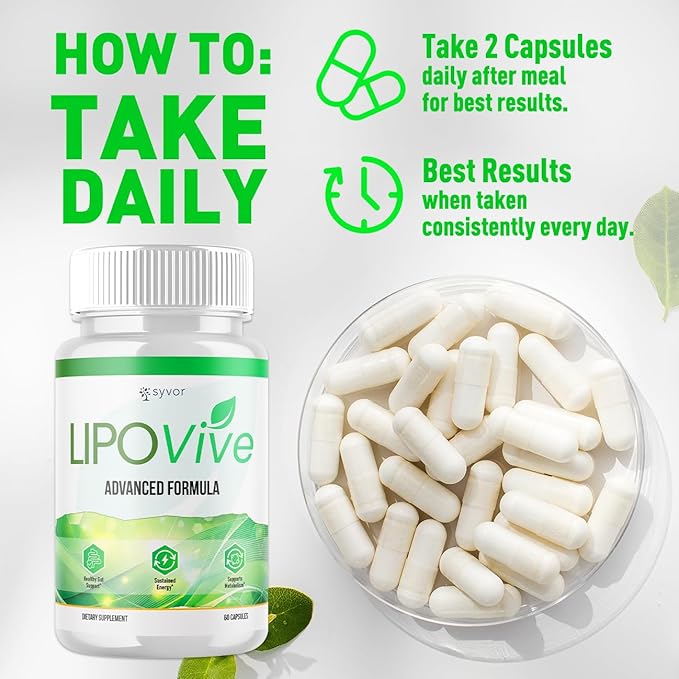 (2 Pack) Lipovive Capsules Official Lipovive Pills with All Natural Ingredients Advanced Formula Lipovivé Health &amp Active Lifestyle Support Pills Max Strength Vitamin for Women &amp Men (120 Ca