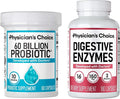 Physician's CHOICE Advanced Gut Health Bundle: 60 Billion Probiotics 60ct + Digestive Enzymes 180ct for Digestive Gut and Immune Health Supports Occasional Constipation Diarrhea Gas and Bloating