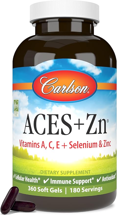 Carlson - ACES + Zn Vitamins A C E + Selenium &amp Zinc Multivitamin with Zinc Cellular Health &amp Immune Support Selenium Multivitamin Antioxidant 360 Softgels