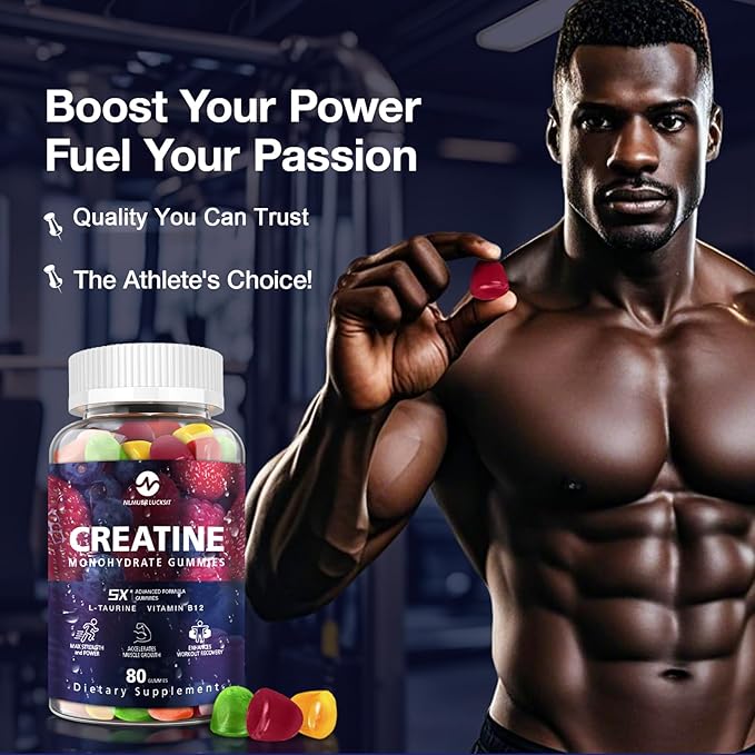Creatine Monohydrate Gummies 5000mg with L-Carnitine &amp Taurine Flavored Creatine for Women and Men with Mixfruit Taste Pre Workout Gummies - 240pcs(3 Pack)