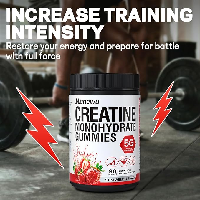 99.9% Creatine Monohydrate Gummies SGS Certified 5000mg Creatine Gummies for Men &amp Women Support Muscle Strength Recovery &amp Stamina Sugar Free Vegan Non-GMO Strawberry Flavor 90 Count