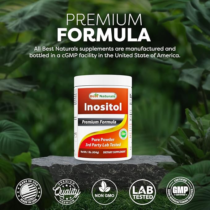 Best Naturals Pure inositol Powder (Vitamin B8) 1 Lb Supports Healthy Liver Function Promotes Cellular Detoxification &amp Supports Membrane Function