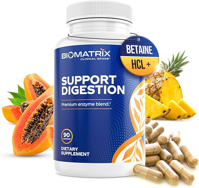 Digestive Enzymes Supplement (90 Capsules) Support Digestion - with Purified Bile Pancreatin Plant Enzymes Ox Bile Betaine HCL Support Digestion of Fats Carbohydrates and Proteins